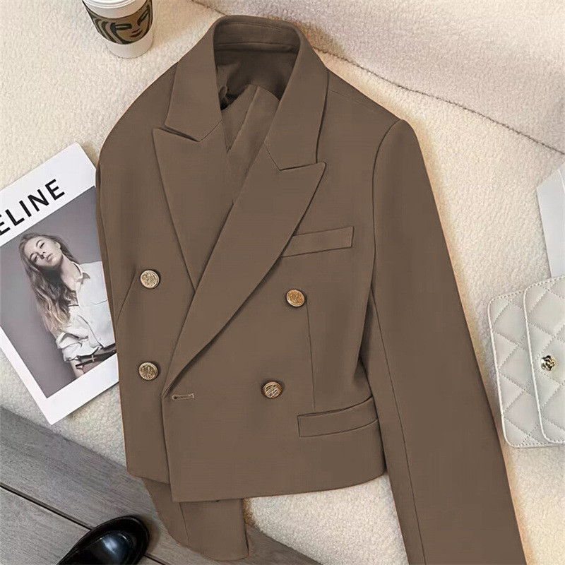 2024 spring coffee-colored suit coat, women's new style, small casual niche, Internet celebrity, fri