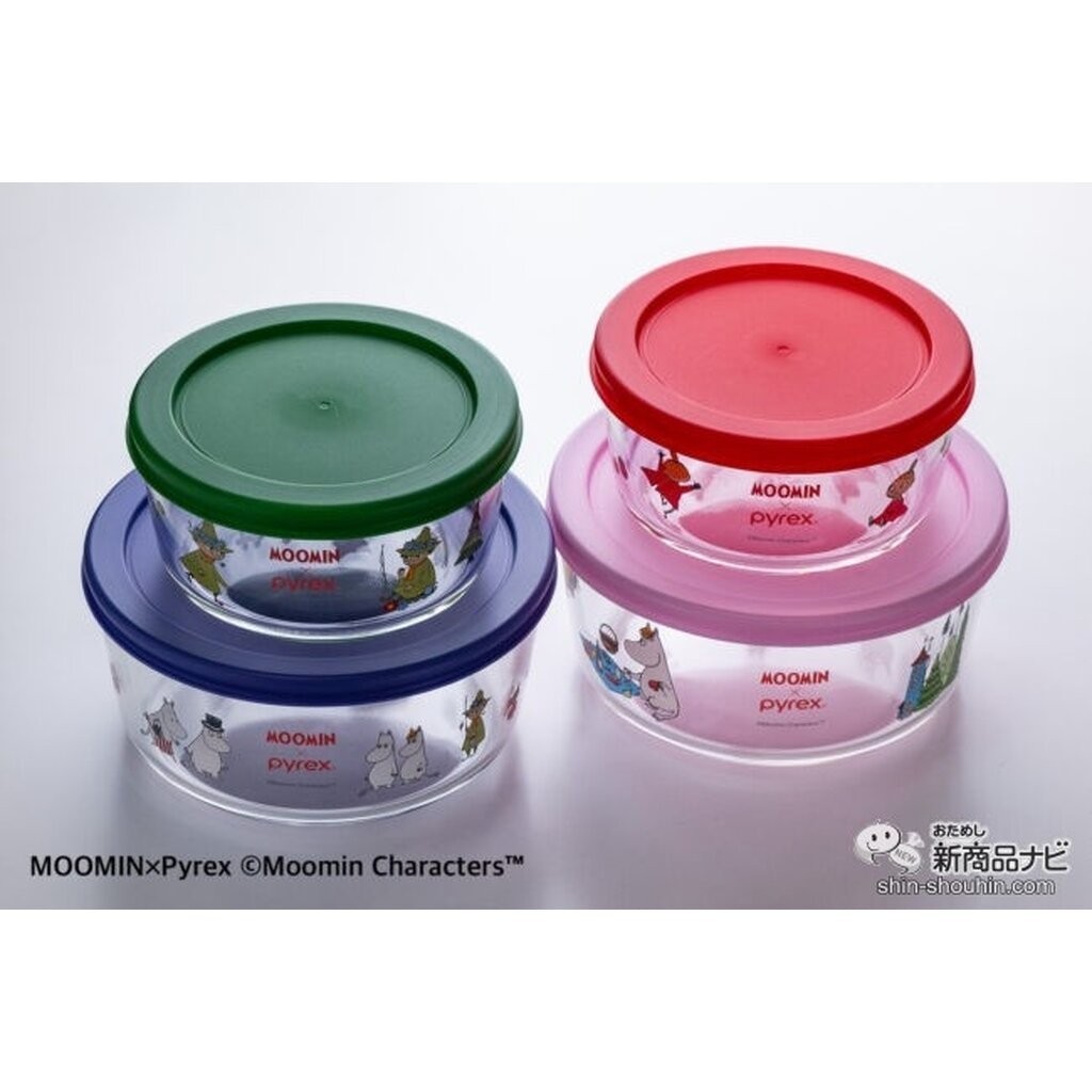 Pyrex Moomin Glass Food Storage Snack Container Bowls 8pcs กล่องเก็บแก้ว Pyrex ที่สุดทนทาน