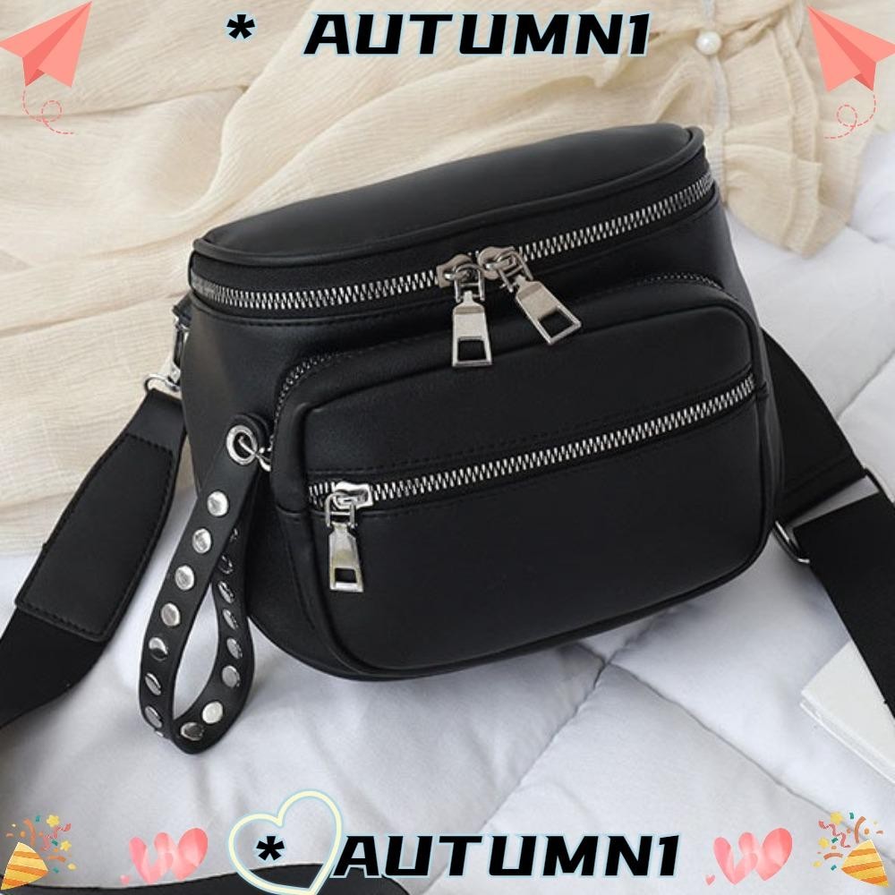 Autumn1 กระเป๋าสะพาย,ความจุขนาดใหญ่ PU Crossbody Bag, Casual Pocket กระเป๋าคาดเอวกันน้ําผู้หญิง