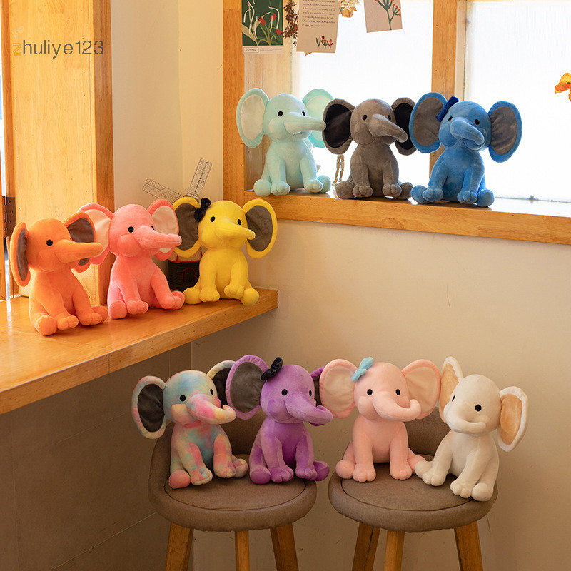 <จูลี่เย่123> ช้างของเล่นตุ๊กตาตุ๊กตาสัตว์ตุ๊กตาเด็กช้างสีขาวของเล่นการ์ตูนสําหรับสาวน่ารักของเล่น ดี