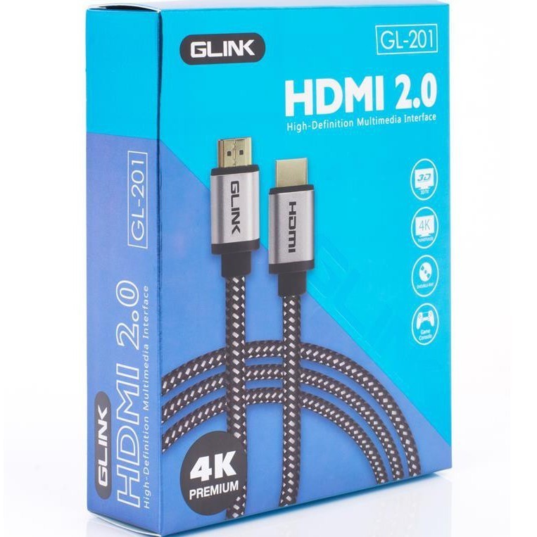 HDMI 4K GLINK 2.0 (GL-201) ยาว1.8M/3M/5M/10M/15M คุณภาพดี 4K Ultra HD Resolution GL201
