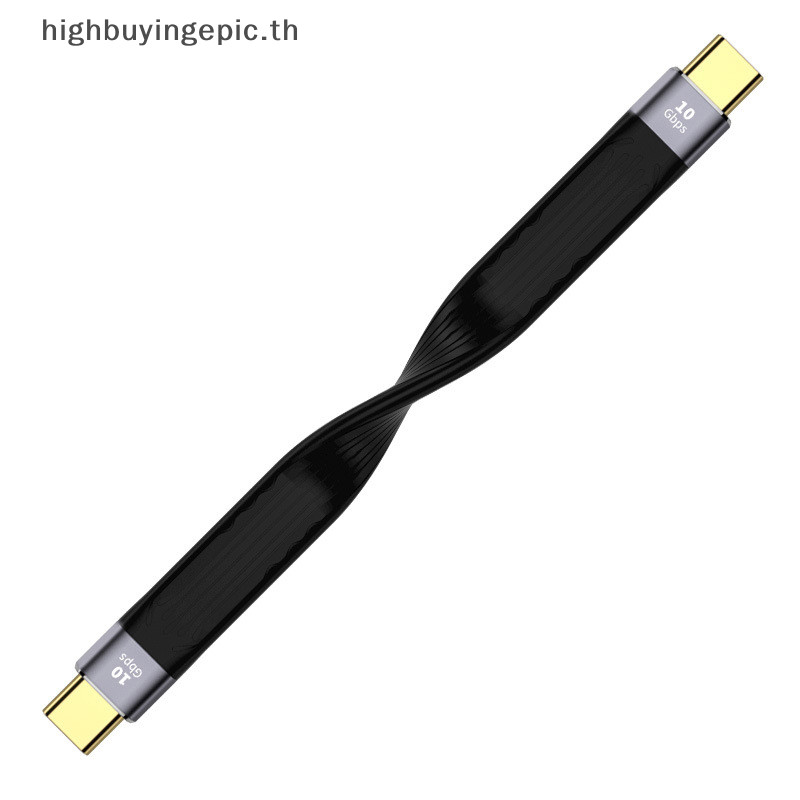 Heth Ultra สั้น USB To Type C สาย USB 3.1 Gen 2 USB C Quick Charge FPC สาย 4K 10Gbps Sync ข้อมูลสายสายเคเบิลข้อมูลสายชาร์จ HETH