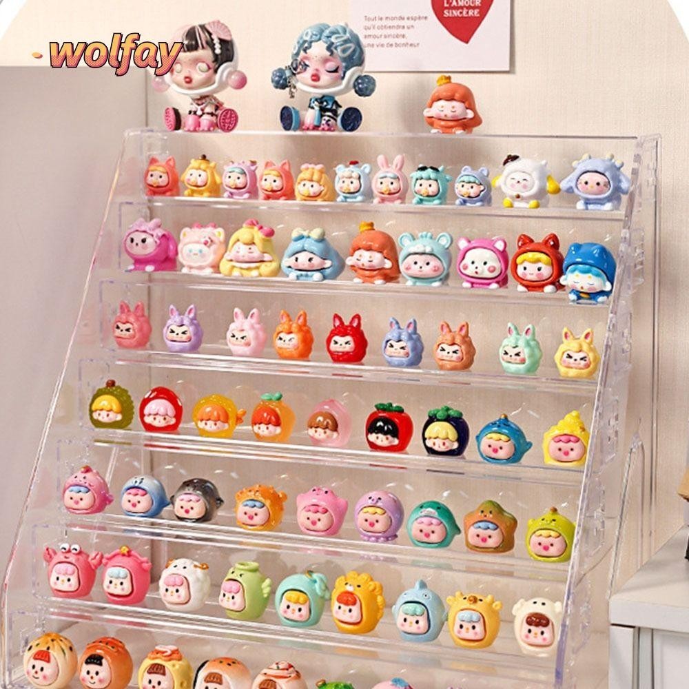 Wolfay Pop Bean ขาตั้งจอแสดงผล,โปร่งใสบันได Rack Mini ตุ๊กตากล่องเก็บ,ขนาดใหญ่ความจุ Storage Display Rack Multi-layer Product Display Rack Pop Mart Figures Display
