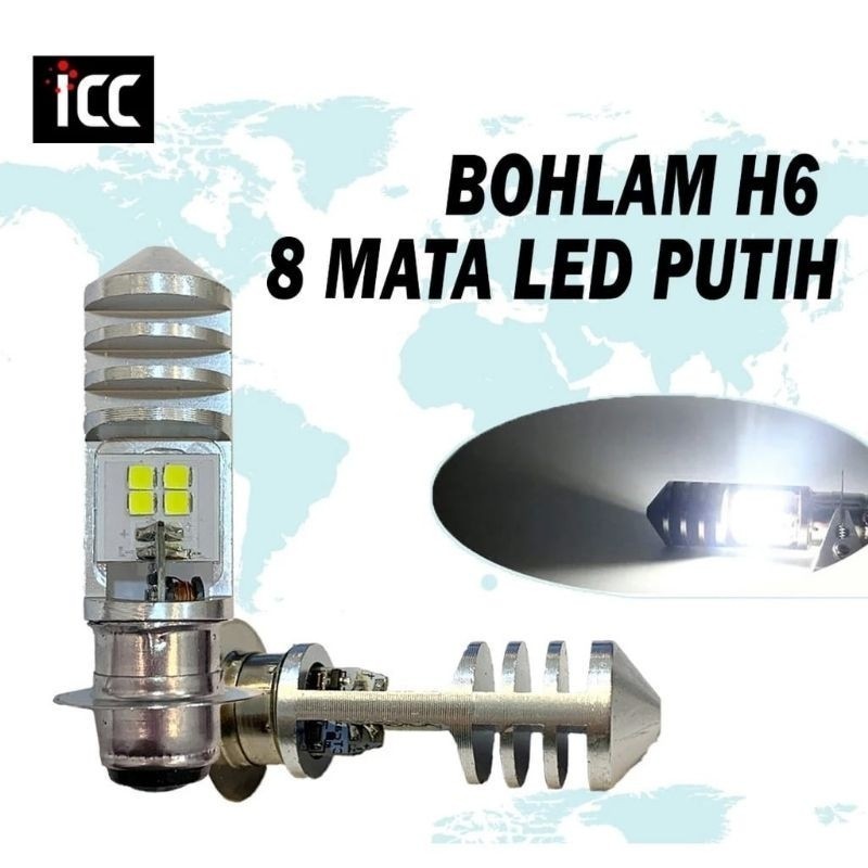 MATA [ DELSER MOTOR ] H6 MOTORCYCLE LED HEAD LIGHT 8 EYES AUTOMATIC BEBEK 12V DC BULB FRONT BALL SOC