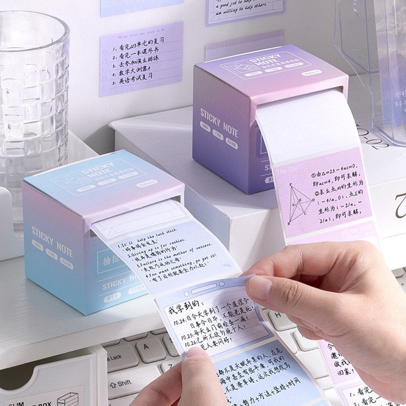 256 ชิ้น Creative Gradient สีดึงออก Sticky Notes นักเรียน Multi-functional Tearable N ครั้งสติกเกอร์ DIY โน้ตบุ๊คตกแต่งวัสดุ