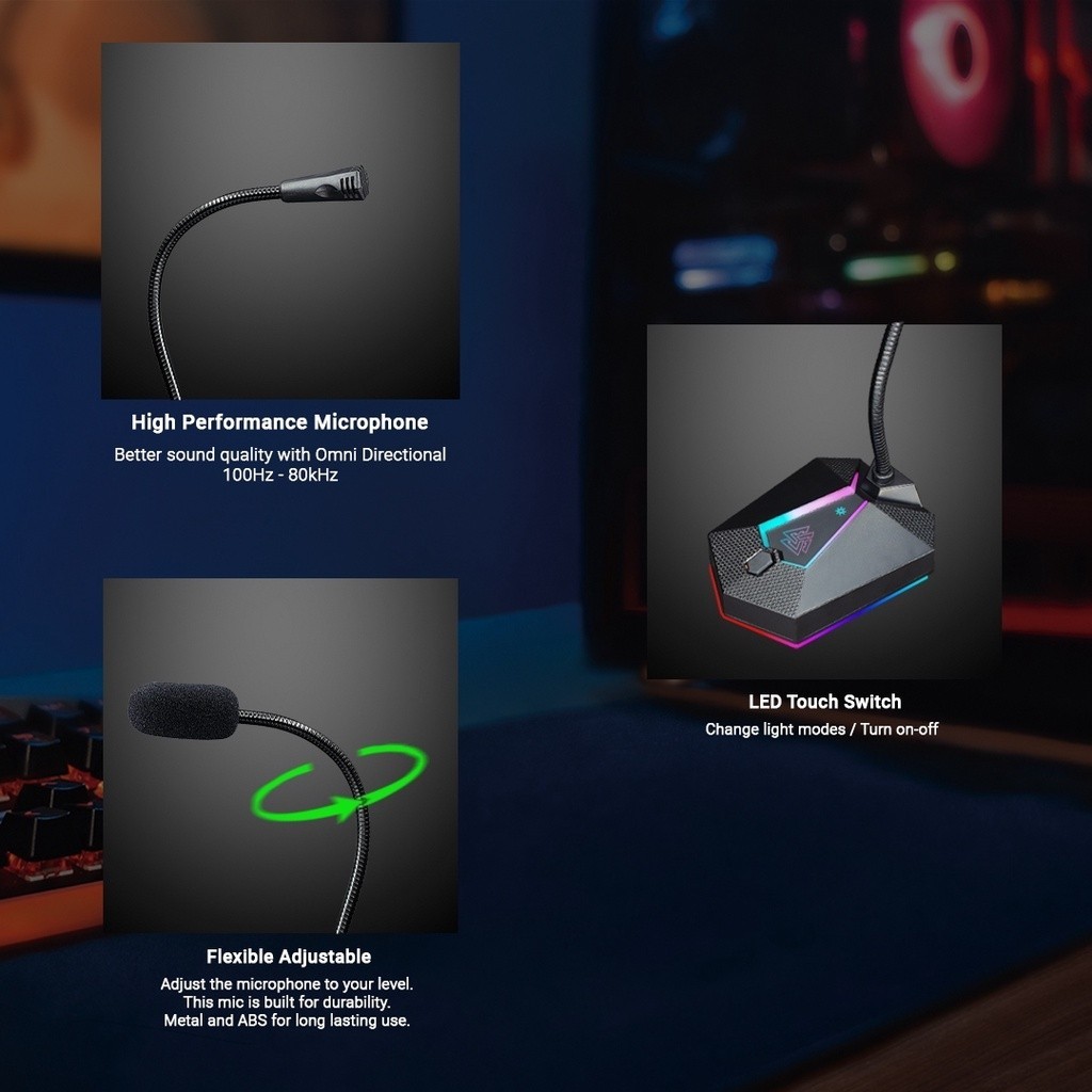 🛵มีส่งด่วน💨EGA TYPE MC5 GAMING MICROPHONE ไมโครโฟนตั้งโต๊ะ ประกัน 2 ปี