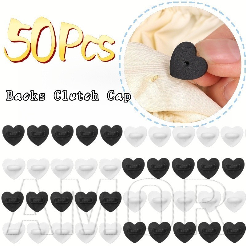 50 ชิ้น Love Heart Shaped Backs คลัทช์หมวก - Keepers สําหรับเครื่องแบบ,ป้ายเปลี่ยน - Stoppers บีบปุ่มคลิป - สีดําสีขาวเล็บ Tie Tack Lapel Pin - DIY เสื้อผ้าอุปกรณ์เสริม