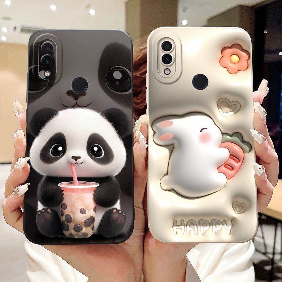 Xiaomi Redmi Note 7 Pro 7S Note7 เลนส์ป้องกันกรณี Redmi Note7S 7 7Pro น่ารักแพนด้ากระต่ายการ์ตูนซิลิโคนอ่อนนุ่ม TPU เคสโทรศัพท์