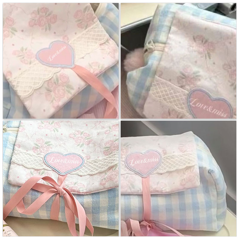 C&k กระเป๋าแต่งหน้า ที่เก็บของน่ารัก niche grid ins กระเป๋าเก็บการศึกษาและกรูมมิ่งความจุขนาดใหญ่แบบพกพา