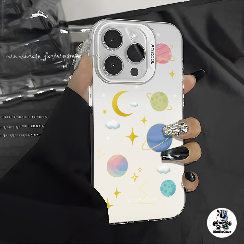 เคสโทรศัพท์ Moon Pattern ไอโฟน 11 โลหะชุบโลหะด้วยไฟฟ้า For iPhone 11 12 13 14 15 Pro Max XR X XS 7 8 14 Plus SE 2020 เคส