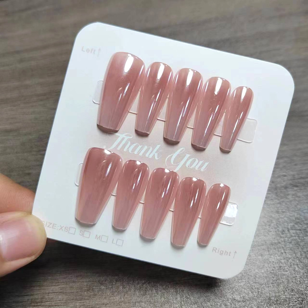 10 ชิ้น Cat Eye Handmade กดเล็บเล็บปลอมพร้อมสติกเกอร์กาว M274