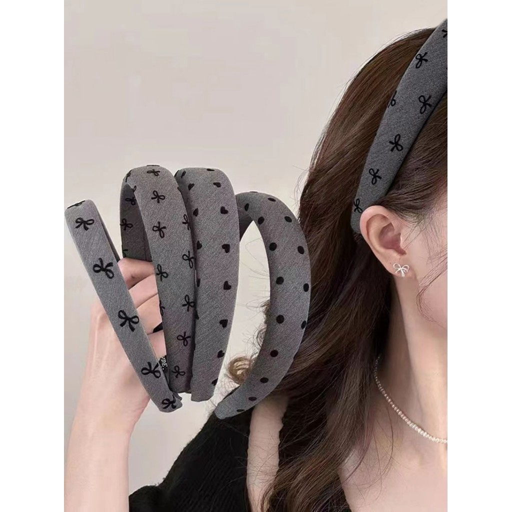 Ins ยอดนิยม Elegant สีเทาพิมพ์ Headwear Hairbands เครื่องประดับผมสําหรับผู้หญิงสาว