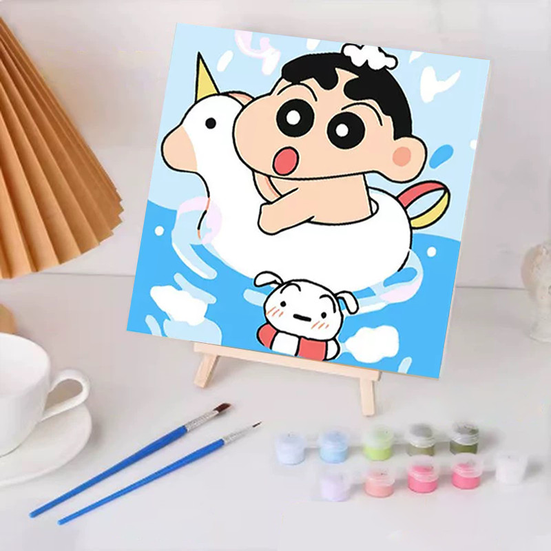 มีกรอบ ระบายสีตามเลข 20*20CM Crayon Shin-chan DIY ภาพวาดสีน้ำมันดิจิตอล จัดส่งทันที - รูปที่ 5