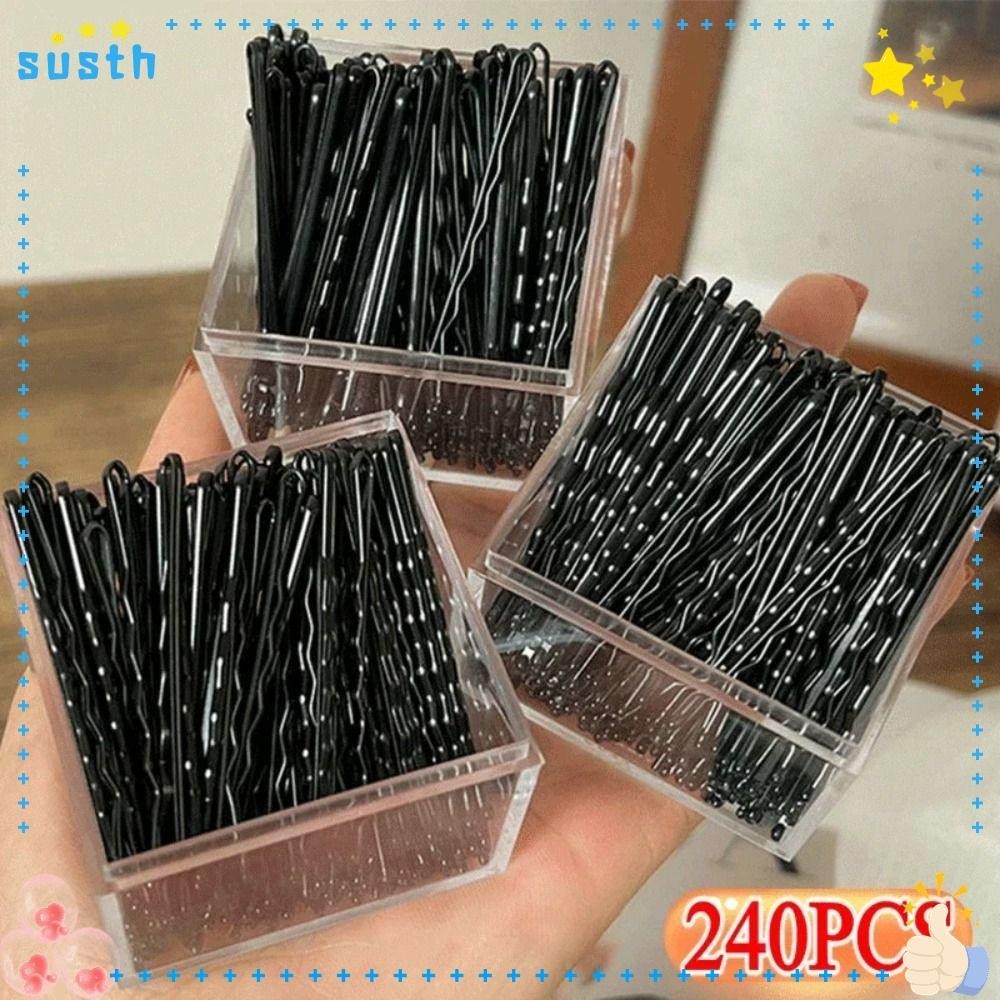 ของพวกเขา 60/240ชิ้นกิ๊บสีดํา,กิ๊บติดผมผู้หญิงคลื่นรูปตัวยู,กิ๊บBBที่มองไม่เห็น