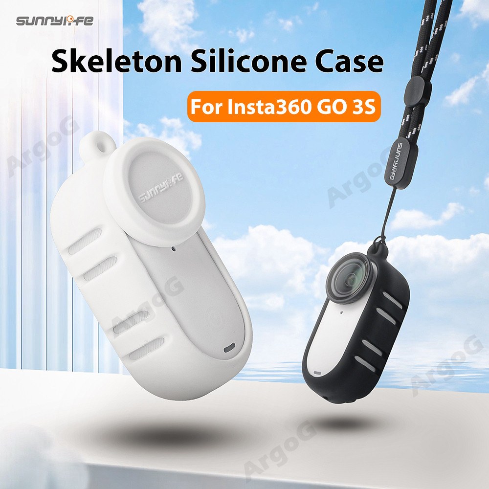 Sunnylife ชุดเคสซิลิโคนสำหรับ Insta360 GO 3S พร้อมฝาครอบเลนส์และสายคล้อง อุปกรณ์เสริม Insta360 GO3S