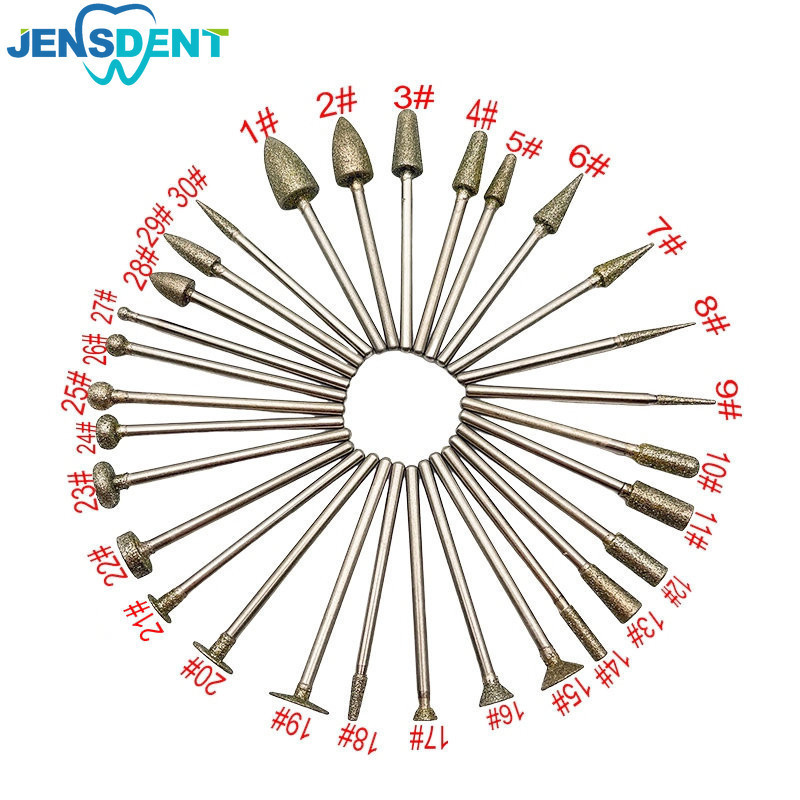 5 ชิ้น/ล็อตทันตกรรม 2.35 มม.Shank HP Diamond Burs เพชรบดหัวฟันปลอมหยกมรกต