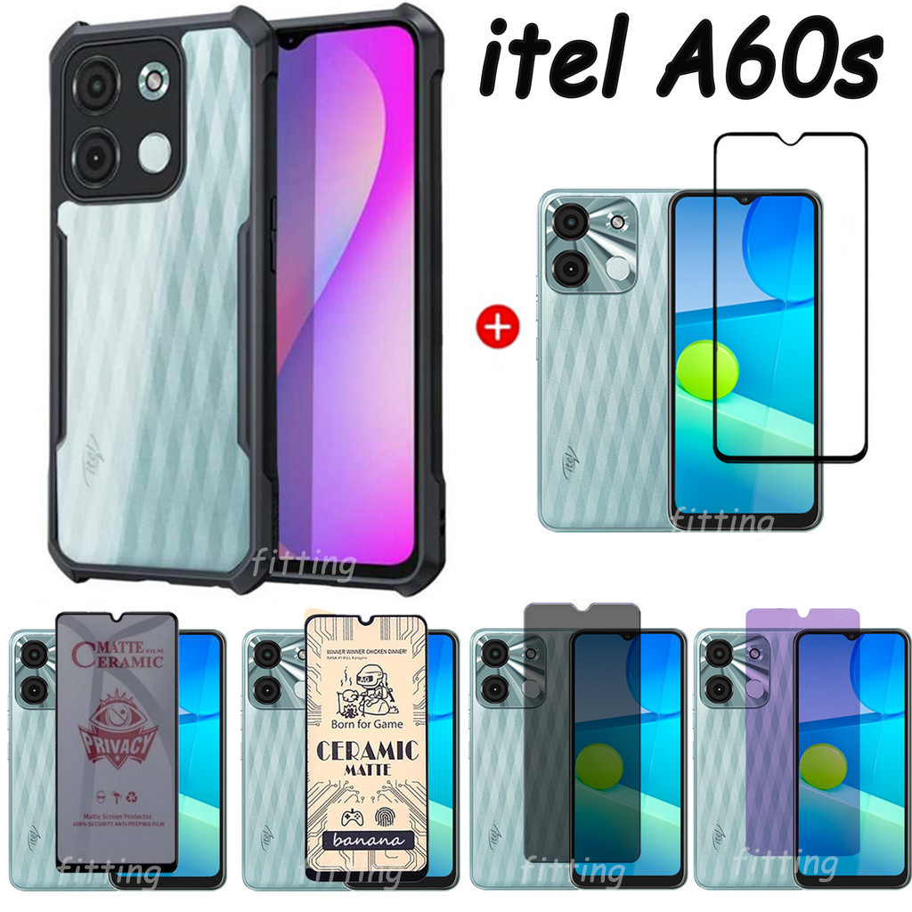 ITEL A60s เคสโทรศัพท์กันกระแทกสําหรับ ITEL A05s ป้องกันหน้าจอ ITEL A50 A60 A70 Anti-Spy กระจกนิรภัยค