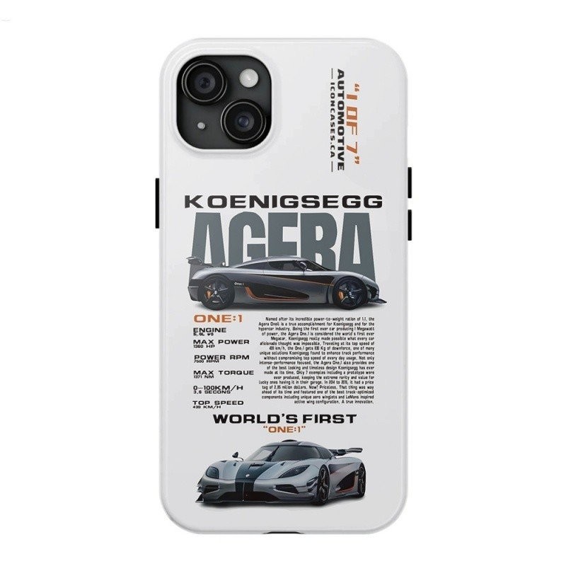 เคสโทรศัพท์มือถือสำหรับ iPhone Koenigsegg รถสปอร์ตเคสฟิล์ม2-in-1เคสโทรศัพท์มือถือสองชั้นสำหรับ iphon