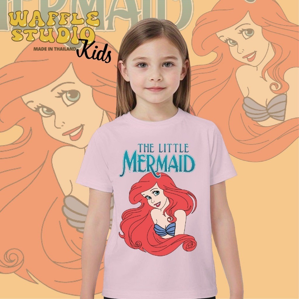 เด็ก T-SHIRT#GH0288 เสื้อเด็ก เสื้อยืดเด็ก เสื้อยืด เจ้าหญิง Disney ดิสนีย์ Mermaid ผ้า Cotton 100% 