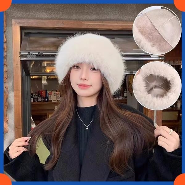 ฤดูหนาวตุ๊กตาหมวกชาวประมงสําหรับผู้หญิงหนาปุยขนป้องกันหูหมวก กันลม อบอุ่นหมวกแฟชั่นหญิงปานามาอ่างหมวก
