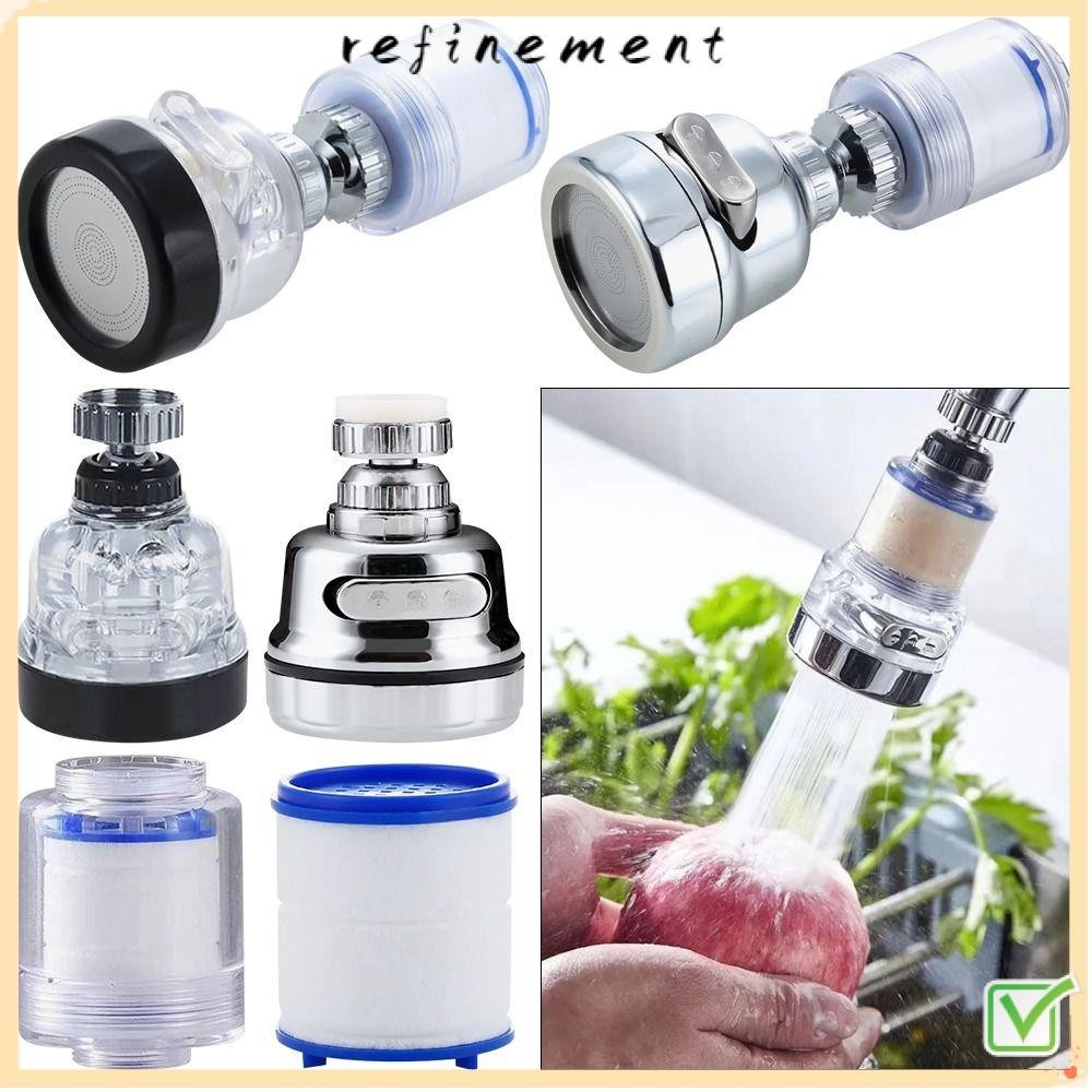 Refinement 1 ชิ้นก๊อกน้ํา Aerator, Water Saving Bubbler Dispenser เครื่องกรองน้ํา, หัวฝักบัว 3 โหมดหัวฉีด Tap Extension Connector Water Diffuser