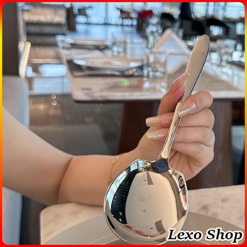 LEXO ช้อนเงินสแตนเลส ช้อนไอศครีม ตักซุป Stainless steel รูปที่ 4