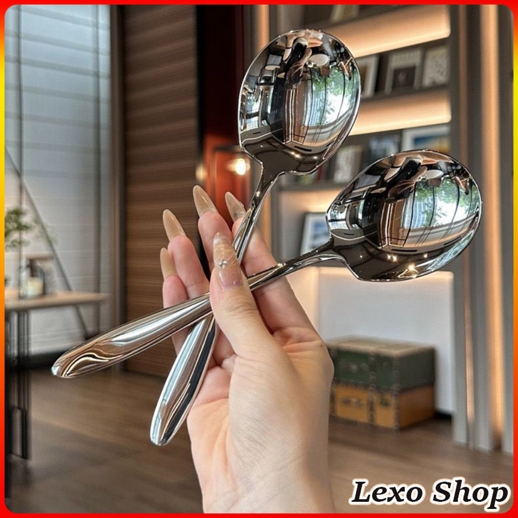 LEXO ช้อนเงินสแตนเลส ช้อนไอศครีม ตักซุป Stainless steel รูปที่ 5
