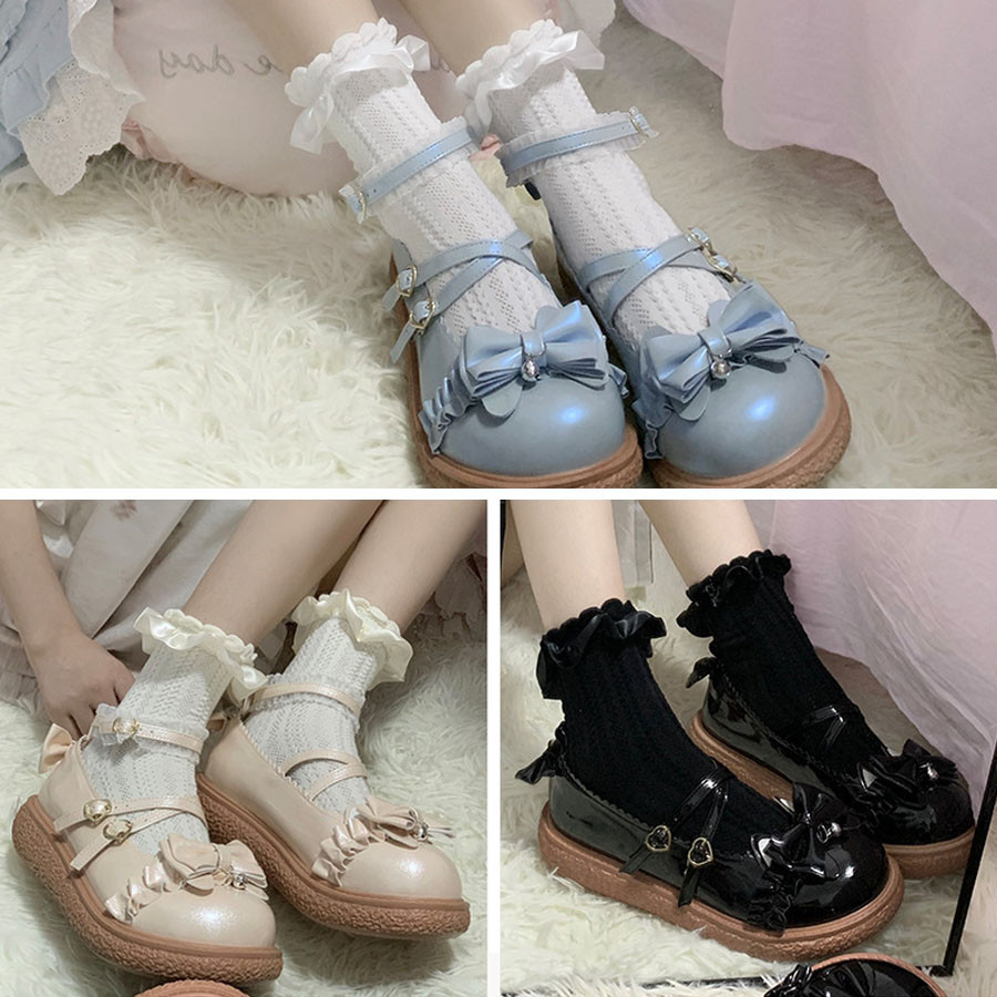 ระบายอากาศน่ารักนัวเนียหวานถุงเท้าผ้าฝ้ายผู้หญิงสีขาวเกาหลีญี่ปุ่น น่ารัก ฮาราจูกุผู้หญิงถุงเท้าโลลิต้าออกแบบมีความสุขถุงเท้า