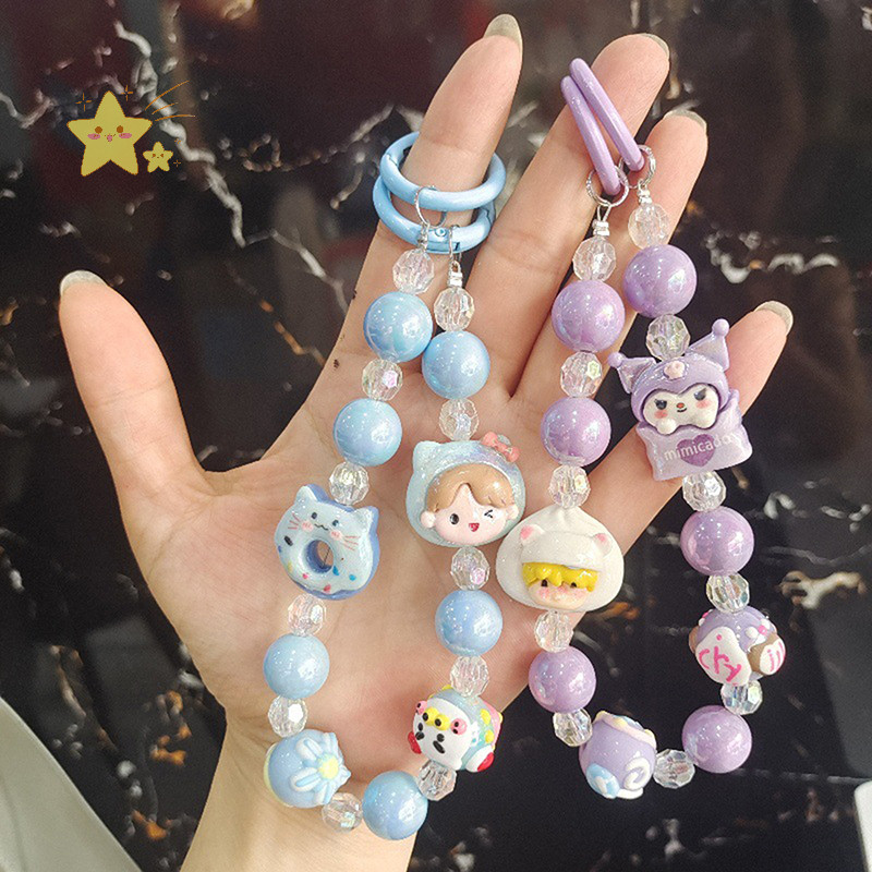 [JBTH] Kawaii ตุ๊กตาลูกปัดโซ่โทรศัพท์มือถือ DIY การ์ตูนพวงกุญแจกระเป๋าเป้สะพายหลังจี้น่ารักสาวหัวใจตกแต่งของขวัญ [JB]