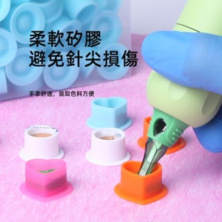 ((100ชิ้น) สัก เม็ดสี ถ้วยซิลิโคนรูปหัวใจหนาสียางนุ่มทิ้งสัก…