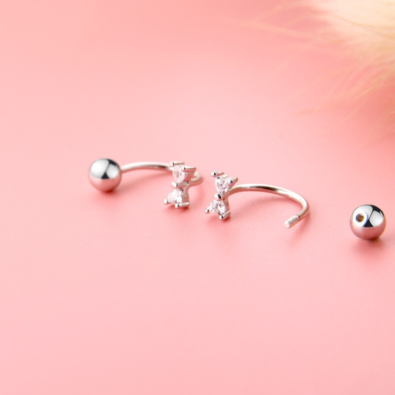 ส925เงินสเตอร์ลิงสกรูลวดลายโบว์สตั๊ดต่างหูผู้หญิงเจาะต่างหูชุดสําหรับเด็กต่างหูเงินชุดทุกวันสไตล์หวานอุปกรณ์เสริมเครื่อ