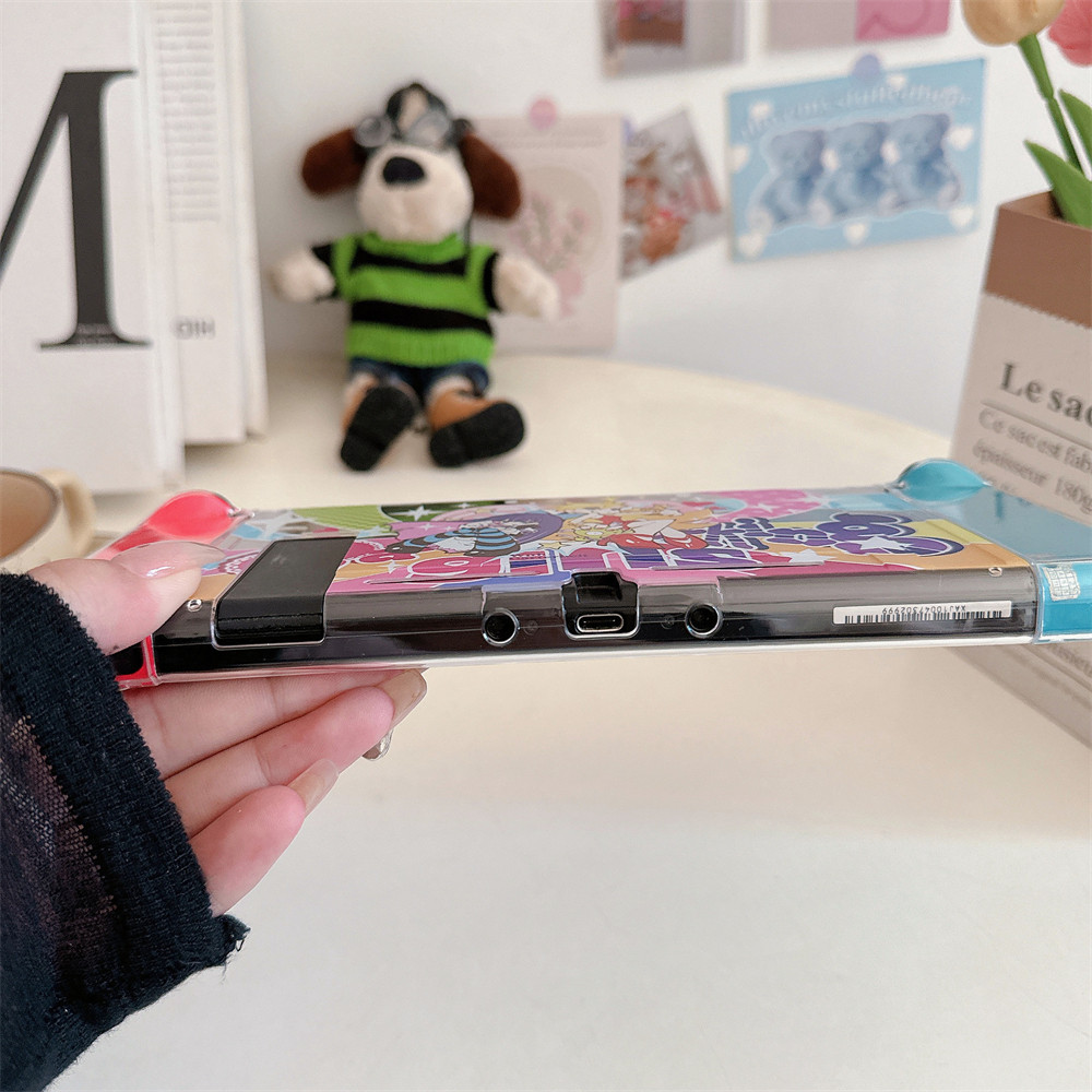 ใหม่น่ารักปกแข็งสําหรับ Nintendo Switch V2 V1 OLED กรณี DJ สไตล์สาวเต็มปลอกสีสัน NS เกมคอนโซลจับทาสีกล่องเก็บ Drop-proof Switch Shell