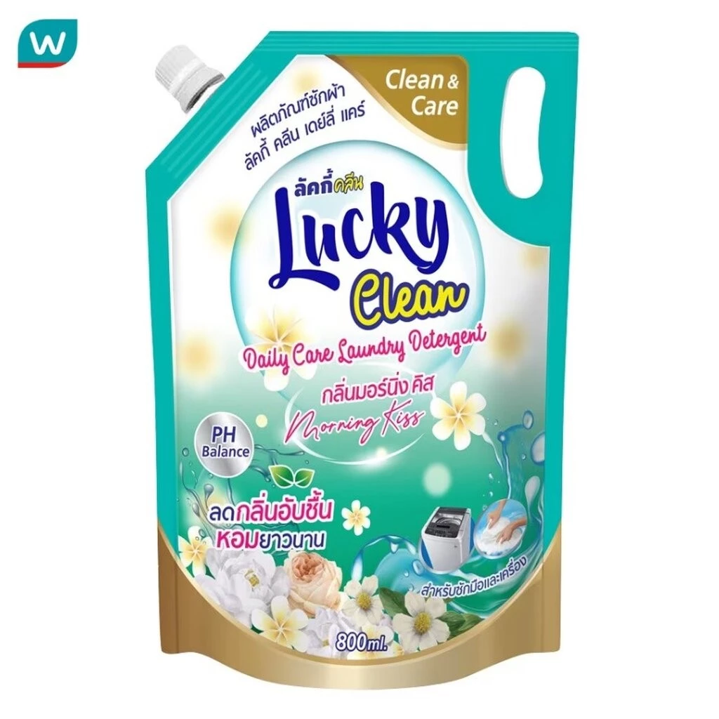 Lucky ลัคกี้ คลีน น้ายาซักผ้า กลิ่นมอร์นิ่ง คิส 800มล.