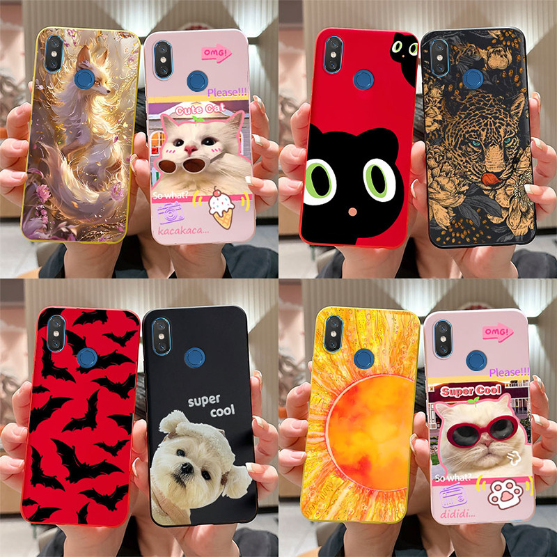 สําหรับ Xiaomi Mi 8 เคสซิลิโคน Soft Matte น่ารักการ์ตูนแมวสุนัขรูปแบบฝาครอบป้องกันสําหรับ Xiaomi Mi8 ปลอก