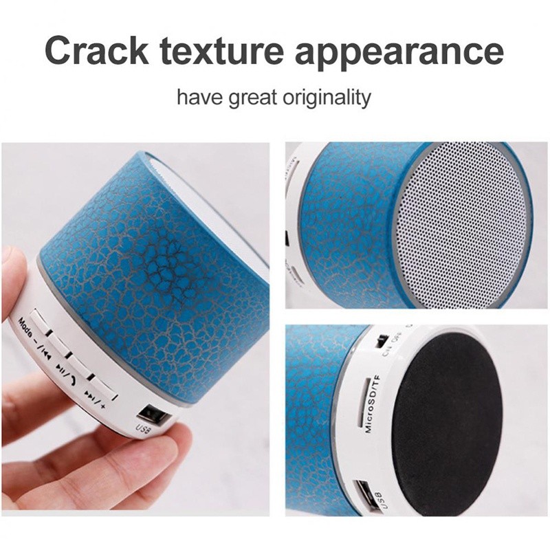 ใหม่ A9 ลําโพงบลูทูธไร้สายขนาดเล็ก LED Crack TF USB AUX MP3 FM สเตอริโอซับวูฟเฟอร์เครื่องเล่นเสียงลําโพงบลูทูธแบบพกพา Burstod