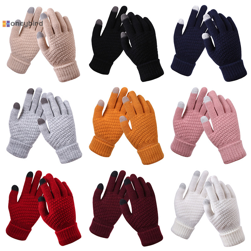 Kaleidoscope ฤดูหนาว Touchscreen ถุงมือผู้หญิงผู้ชาย Warm ยืดถัก Mittens เลียนแบบขนสัตว์ Full Finger Guantes โครเชต์ Luvas Thicken ถุงมือ Nice