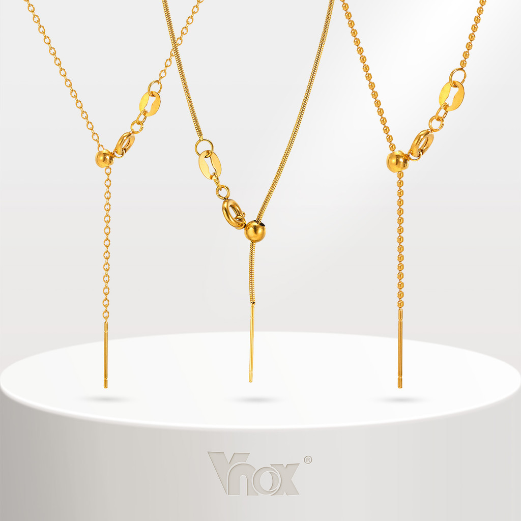 Vnox DIY Adjustale สร้อยคอโซ่ผู้หญิง,สแตนเลสสตีลสแตนเลสสตีลชุบทอง Statement Link Minimalist เครื่องประดับ Non-tarnish