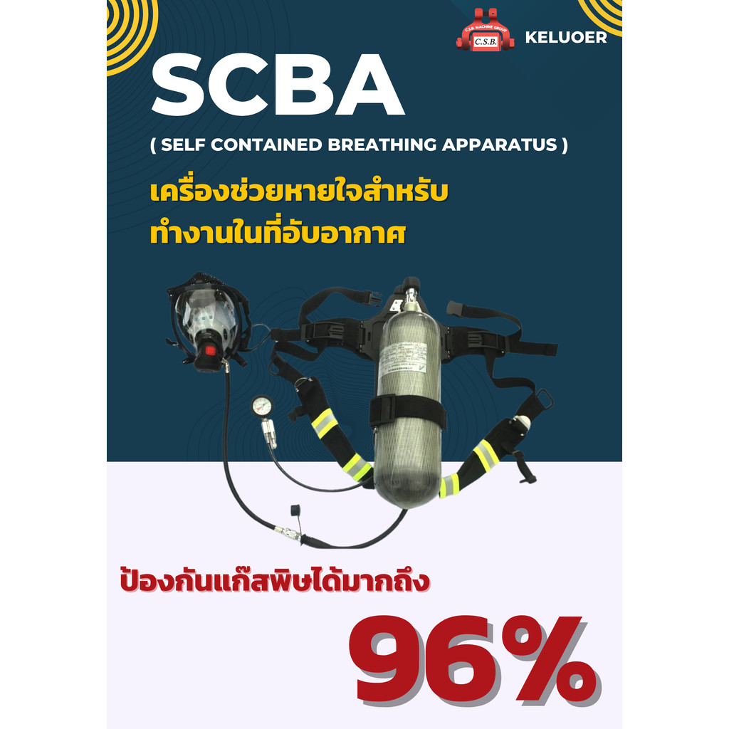 เครื่องช่วยหายใจ SCBA สำหรับงาน ดับเพลิง อับอากาศ (Self Contained Breathing Apparatus)