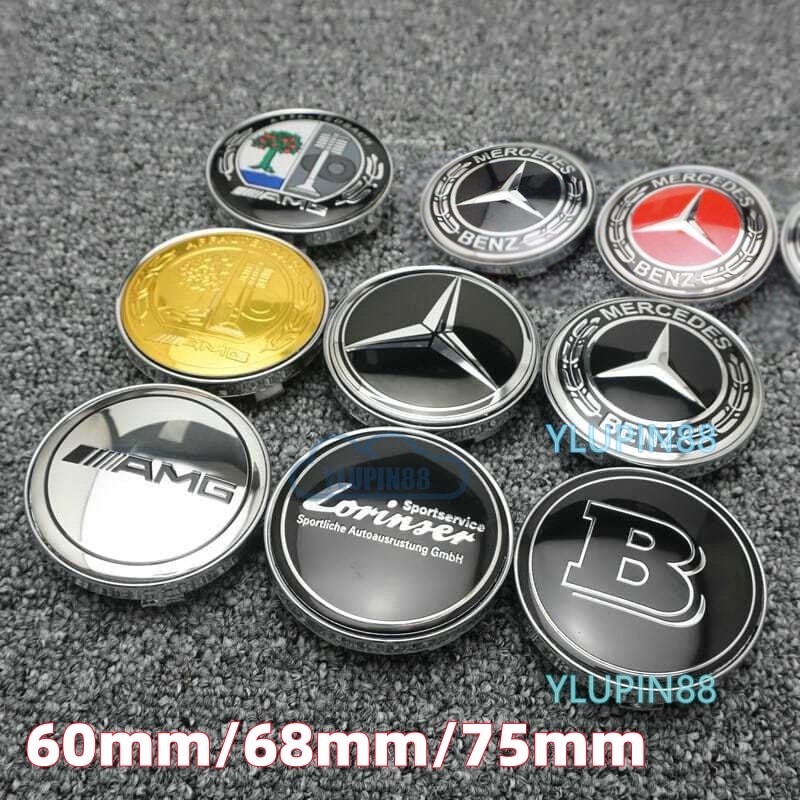 4pcs Mercedes รถศูนย์ล้อ Hub Caps 60 มม.68 มม.75 มม.สัญลักษณ์อัตโนมัติล้อขอบ HubCap Trim สําหรับปรับ BRABUS Mercedes Benz AMG Affalterbach C200 E300L ML350 C260 CLA