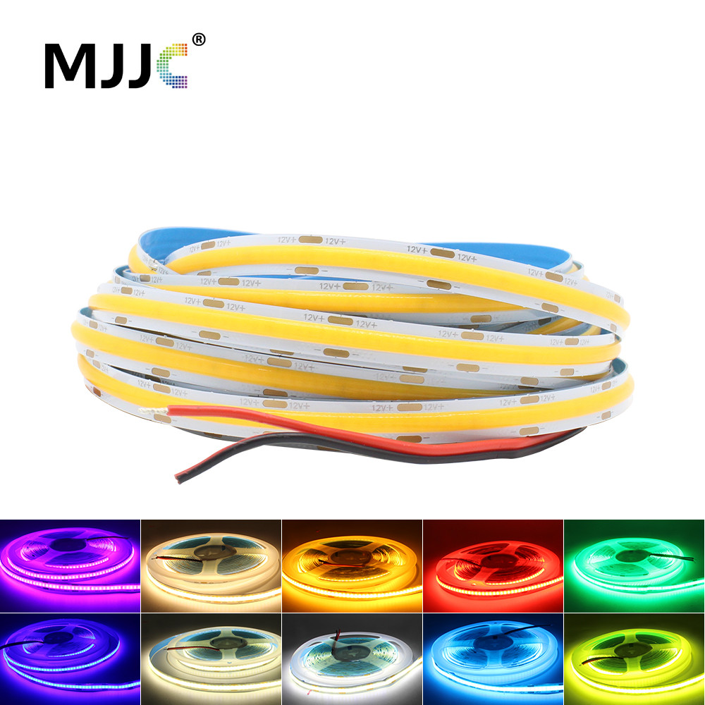 ไฟ LED Strip 12V COB 320LEDs/m ความหนาแน่นสูง RA90 โทนอุ่น ขาวธรรมชาติ ขาวเย็น แดง น้ําเงิน เหลือง ชมพู