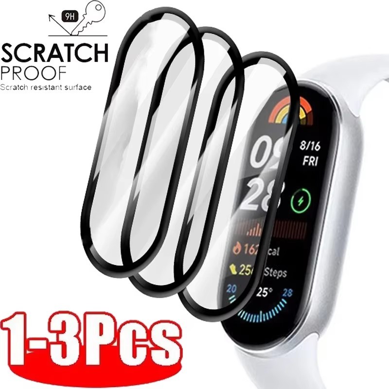 1/3 ชิ้นสําหรับ Xiaomi Band 9 ฟิล์มโค้งเต็ม - 500D ป้องกันรอยขีดข่วน PMMA Protector - หน้าจอ HD โปร่งใส - ฟิล์มพีซีป้องกันนุ่มที่ชัดเจนเป็นพิเศษ - ฟิล์มนาฬิกาคอมโพสิตป้องกันลายนิ้วมือ