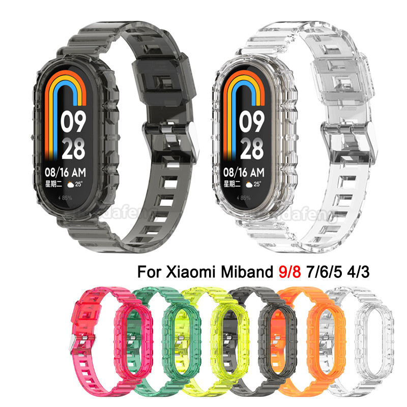 สายรัดซิลิโคนสายรัดข้อมือเปลี่ยนโปร่งใสมีสไตล์สําหรับ เสี่ยวหมี่ ไมล์band 9 8 7 6 5 4 3