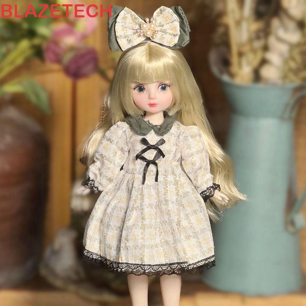 Blazetech 1 ชุด 30 ซม. BJD พร้อมเสื้อผ้า, ผมยาว 1/6 SD เจ้าหญิงแต่งตัว, อะนิเมะดึงดูดตา, เจ้าหญิงแต่งหน้า Ball Joint, ตุ๊กตาน่ารักหรูหรา, ของขวัญ