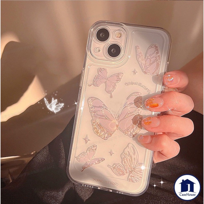 เคสนิ่มใสลายผีเสื้อแฟชั่น เข้ากันได้กับ iPhone 11 13 Pro Max 7Plus XR 12 15 14 Pro Max X 14 12 Pro 8Plus XS Max SE 2020