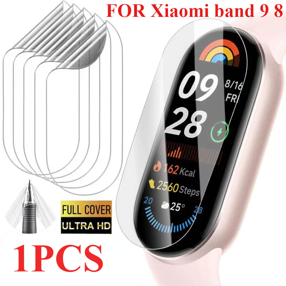 1pcs ยืดหยุ่น TPU นาฬิกาป้องกันหน้าจอสําหรับ Xiaomi Mi Band 9 8 Soft Anti-scratch Hydrogel ฟิล์มสําหรับ Xiaomi Band Miband 7 6 5 4 3