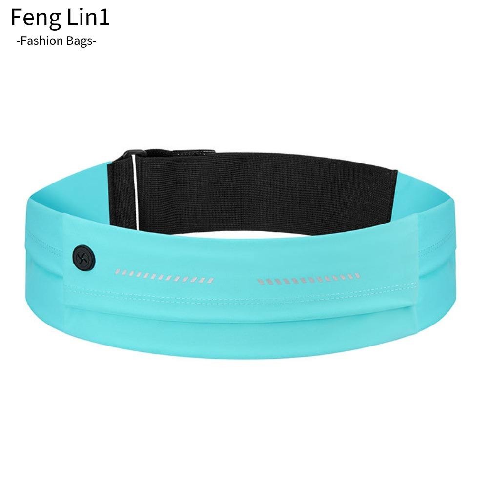 Fengling Running Belt Fanny Pack, กระเป๋าวิ่งจ๊อกกิ้งกันน้ําแบบปรับได้, ชุดวิ่งเอวบางดีไซน์สะท้อนแสงสําหรับ 25" - 43" ขนาดเอวสําหรับผู้หญิงผู้ชาย