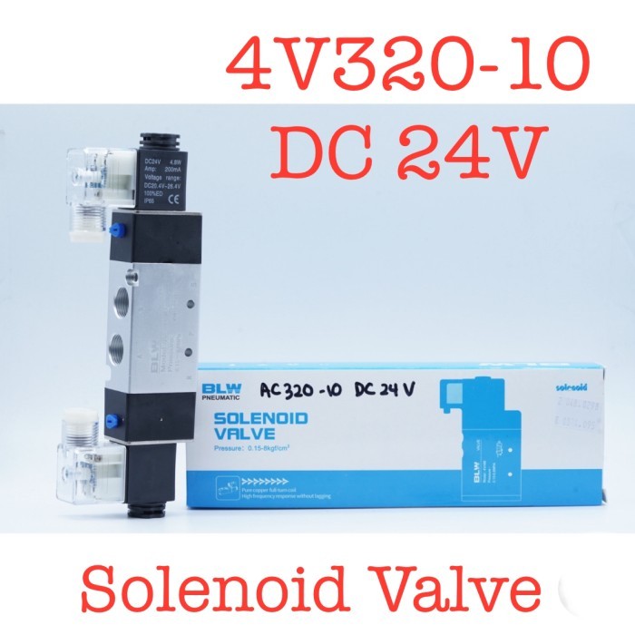 BLW Solenoid วาล์ว 4V320-10 DC 24V 3/8 "ตรง Air Valve Double Coil สําหรับ Pneumatic Actuator | 2.048