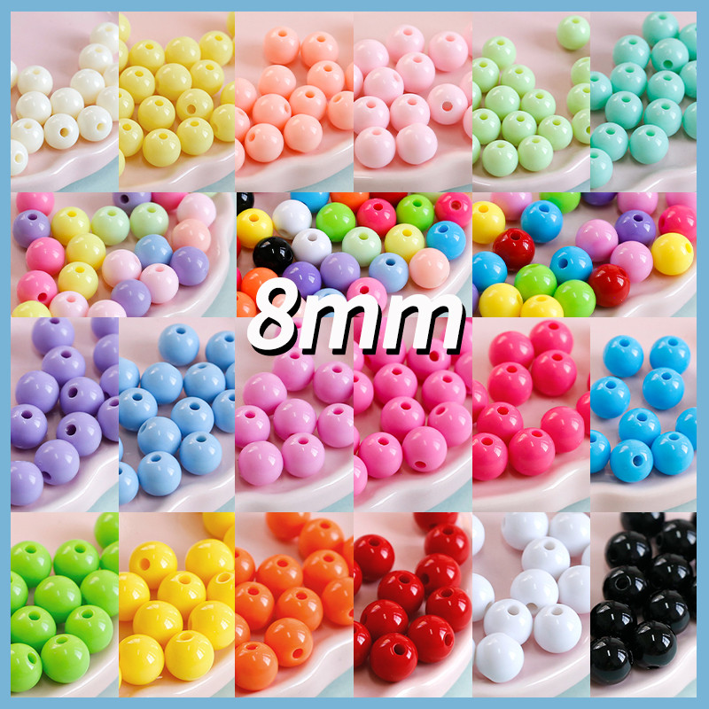 40ชิ้น8มิลลิเมตรแฟชั่นสีลูกปัดสีทึบอะคริลิรอบลูกปัด ทําเอง สร้อยข้อมือลูกปัดสร้อยคอต่างหูอุปกรณ์เครื่องประดับวัสดุ