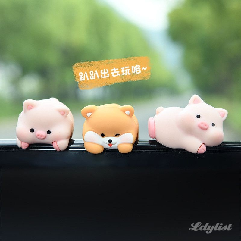 ღ มินิซีรีส์การ์ตูนสัตว์หน้าจอคอมพิวเตอร์เดสก์ท็อปเครื่องประดับตุ๊กตามินิรถยนต์คอนโซลกลางหน้าจอตกแต่ง