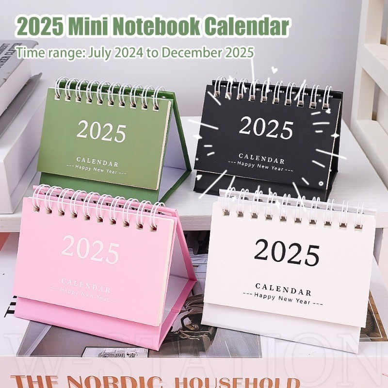 2025 ปฏิทินตั้งโต๊ะมินิ-ตกแต่งเดสก์ท็อปที่บ้าน-ยืนขดลวดปกปฏิทินโต๊ะ-รายปีวางแผนรายวัน-ที่จะทํารายการปฏิทินหนังสือ สมุดบันทึก